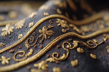 floral embroidery on traditional black cloth