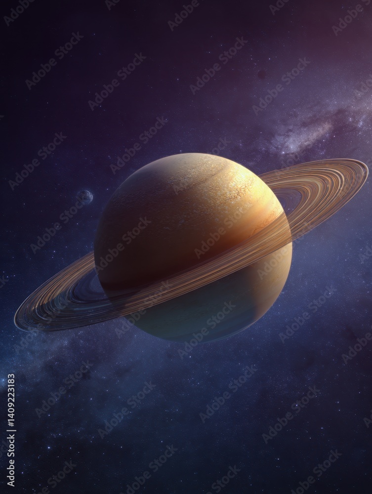 Canvas Prints majestic saturn planet with rings in deep space celestial scene with stars and nebulae cosmic view