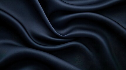 Fototapeta premium Luxurious dark navy blue fabric in soft folds, creating an elegant, smooth texture.