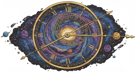 Abstract space clock design art print