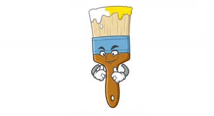 Fototapeta premium Cartoon paintbrush character illustration for arts and crafts