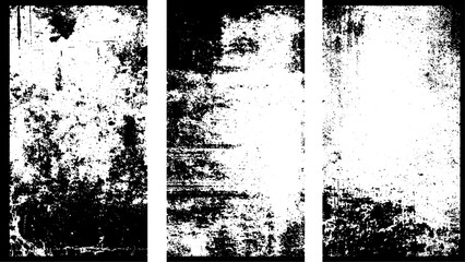 Set of grunges, a black background with a white grunge texture, Black dust scratches old film vintage background.