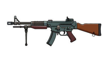 Obraz premium Colorful Illustration of a Modern Assault Rifle: Military Art Weaponry