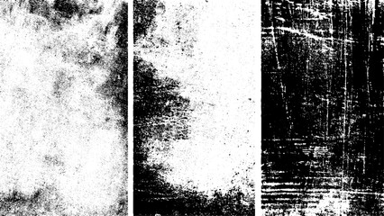 Set Of Grunge, abstract real dust floating over black background for overlay, Cracked dark concrete plaster wall surface with heavy grunge texture for background