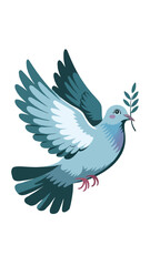 Colorful Dove Vector Illustration: Peace Symbol with Olive Branch in Flight
