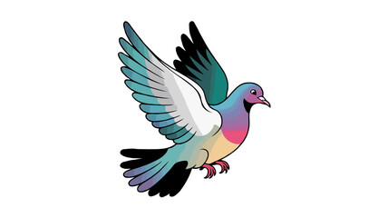 Obraz premium Colorful Cartoon Pigeon Illustration: Vibrant Feathers and Playful Abstract Vector Design