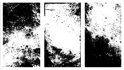 set Of Grunge, Abstract black dust isolated on white background, grainy overlay texture. white dust and scratches on a black background. The texture of dirt on the glass.