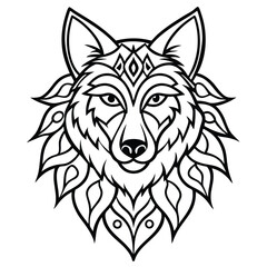 Vector illustration of a wild wolf head, a black silhouette animal like a dog, suitable for tattoo art or a tribal mascot