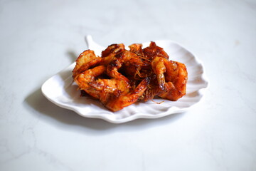 Grilled prawns in a plate 