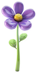 Naklejka premium PNG Cute chubby cartoon purple balloon flower with green stem and yellow center illustration asteraceae appliance.