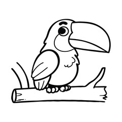 Toucan Bird Sitting on Tree Branch