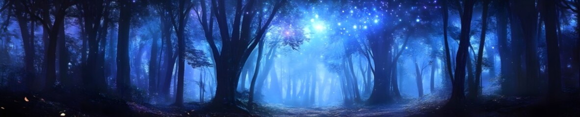 Ethereal Starlit Forest with Cosmic Glow, Generative AI