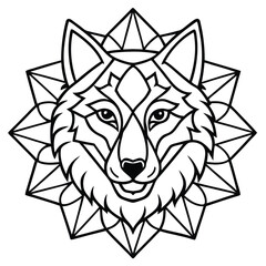 Obraz premium This vector illustration shows a wild wolf head icon, a black silhouette art often used as a tribal tattoo or animal mascot