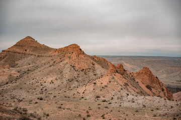 red volcano in the desert