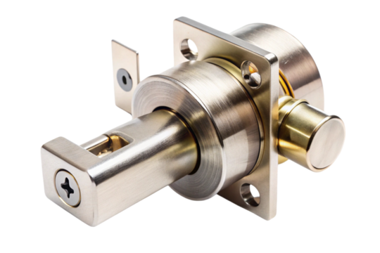 Durable door lock hardware for enhanced security, featuring polished metal design for home safety