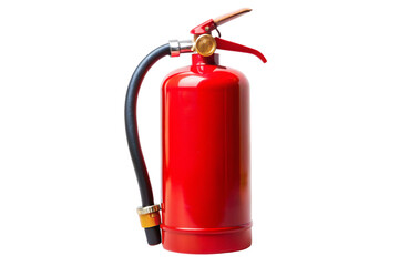 Classic red fire extinguisher with hose, perfect for safety guides, workplace safety visuals, and educational materials