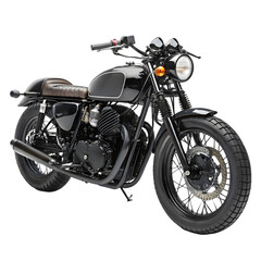 Vintage Cafe Racer Motorcycle on transparent background