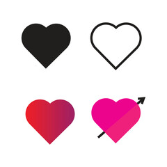 set of red hearts, black hearts, hearts icon set, love icon set