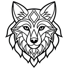 This vector illustration shows a wild wolf head, a black symbol often used as a tribal tattoo or a fierce animal mascot