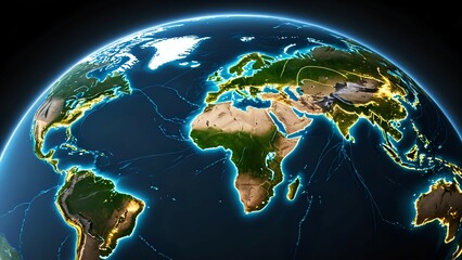 Fototapeta premium earth globe on black background