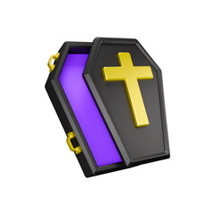 Black Coffin with Gold Cross Icon