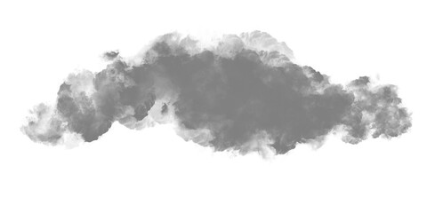 Obraz premium Volumetric gray smoke cloud isolated on white or transparent background, realistic element for overlay, fire effects, or industrial scenes