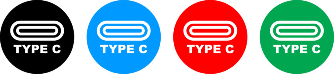 Vector icon symbol USB Type-C. Cable connection USB Type-C for mobile phone. Vector illustration.
