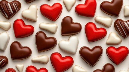 Colorful Heart-Shaped Chocolates on a Smooth Background
