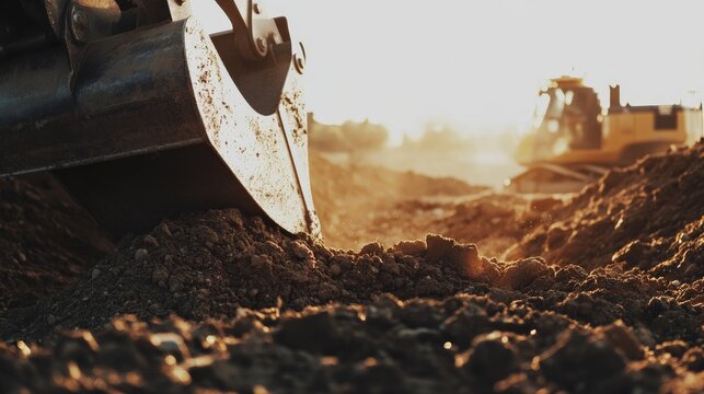 Heavy machinery operator operating a bulldozer to clear land. Featuring power and efficiency