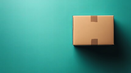 Simple Cardboard Box on Vibrant Green Background