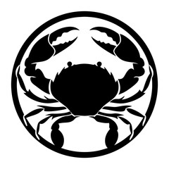 Monochrome Crab Logo Design Encapsulated within Circular Border for Modern Branding