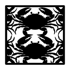 Symmetrical Crab Silhouette Pattern with Black and White Contrasting Design Elements