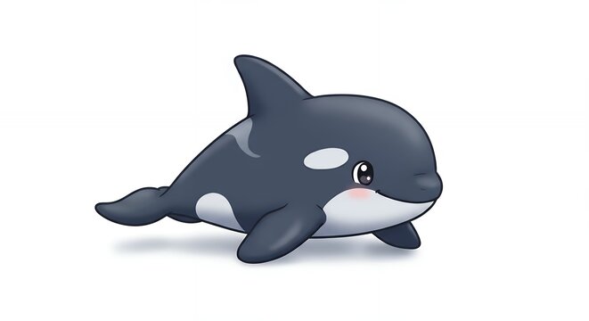 Cute cartoon baby orca illustration