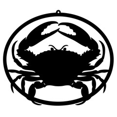 Stylized Crab Silhouette within a Circle Perfect for Coastal Decor Designs