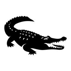 Silhouette of a menacing alligator with open jaws ready to strike prey