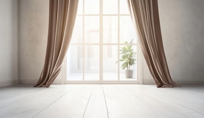 Obraz premium Empty room with window and curtains