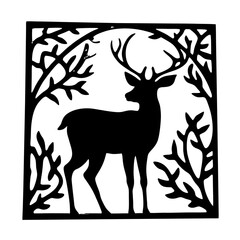 Majestic Deer Silhouette Framed by Elegant Trees in a Square Format
