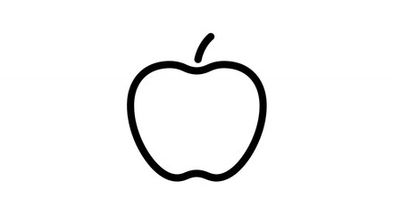 Fototapeta premium Simple black line art apple graphic