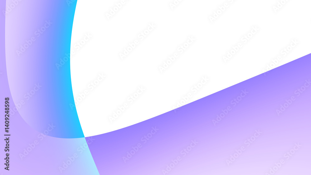 Poster Blurred transparent gradient background. Elegant blue wavy line on Transparent png overlay background