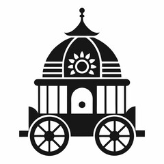 Divine Indian Rath Yatra Temple Chariots in Symmetrical Line Illustration
