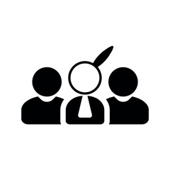 Business team magnifying  icon.