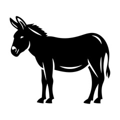 Silhouette of a donkey standing on a white background in minimalistic style
