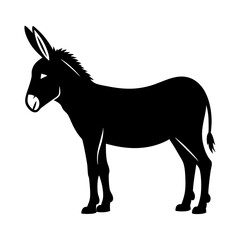 Silhouette of a Standing Donkey with Long Ears and a Simple Design