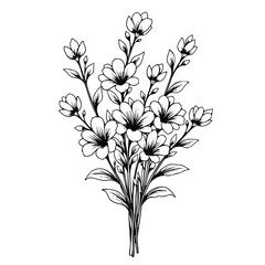 Elegant flower bouquet illustration with greenery on white background  