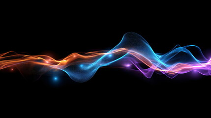 Fluid data flowing over a black backdrop. Technology concept, abstract visualization for science, digital background, modern presentation, futuristic wallpaper