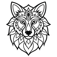 Wild animal wolf head vector illustration for a tribal tattoo icon