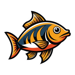 Aquatic vector fish illustration isolated on white