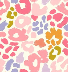 Brush stroke animal print pattern, cute artistic leopard skin background for fashion design, apparel fabric, trendy wallpapers, gift wrap, creative textiles, spring collection