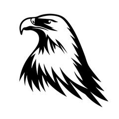Majestic Eagle Head Depiction in Striking Black and White Silhouette Design
