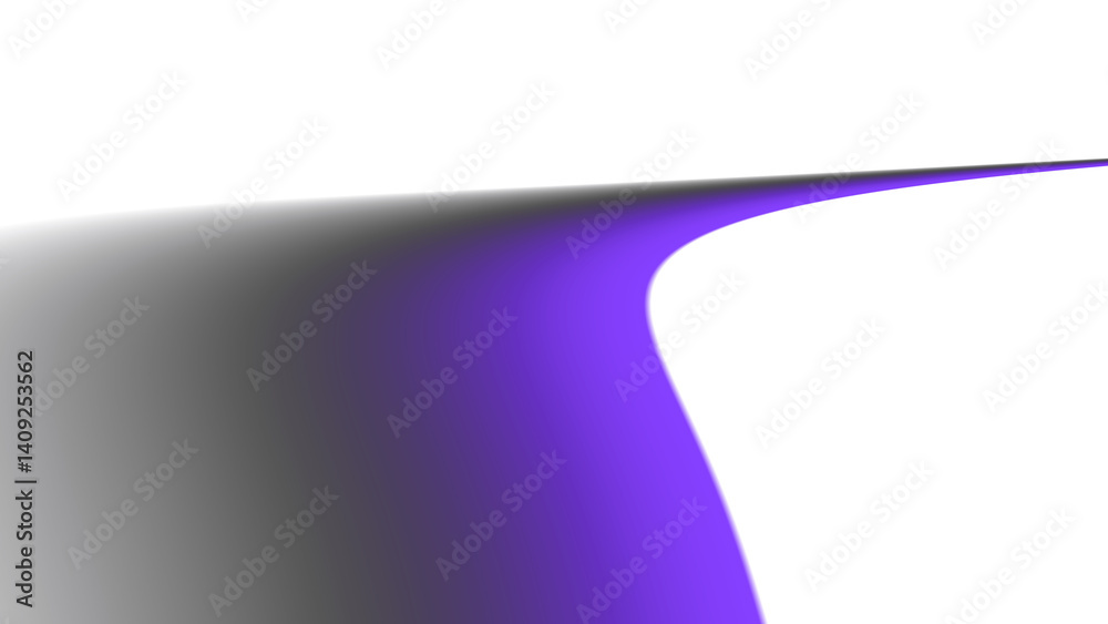 Poster Blurred transparent gradient background. Elegant purple wavy line on Transparent png overlay background